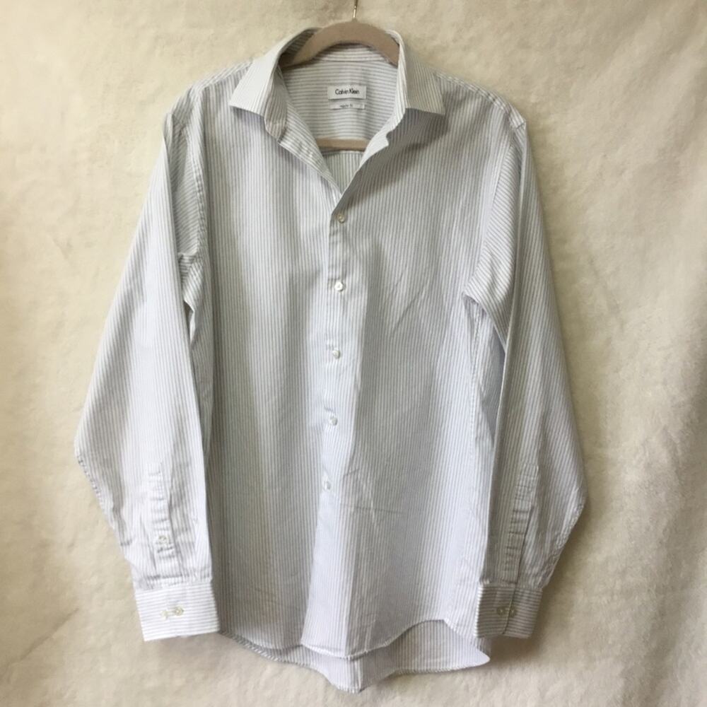Calvin Klein White&Blue Stripes Long Sleeve Shirt - Picture 4 of 10